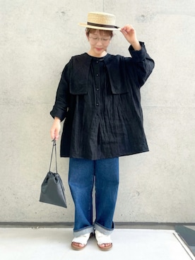 「chambre de charme（シャンブルドゥシャーム）のアイテム（トップス）」を使った、higumarukaさん（レディース・153cm）の秋コーディネート