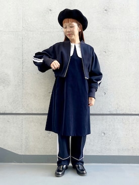 「ショートブルゾン」｜「アイテム（MA-1）」を使った、higumarukaさん（レディース・153cm）の秋コーディネート