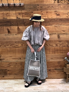 「カンカン帽」｜おおちゃん♡さん（レディース・156cm）の夏コーディネート