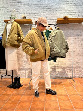 「PUAL CE CIN（ピュアルセシン）のアイテム（MA-1）」を使った、おおちゃん♡さん（レディース・156cm）の秋コーディネート