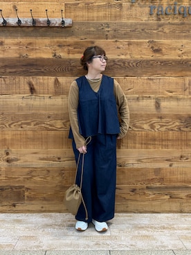 「アイテム（つなぎ/オールインワン）」を使った、おおちゃん♡さん（レディース・156cm）の秋コーディネート
