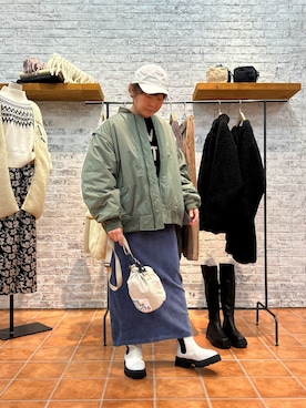 「PUAL CE CIN（ピュアルセシン）のアイテム（MA-1）」を使った、おおちゃん♡さん（レディース・156cm）の秋コーディネート