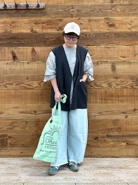「PUAL CE CIN（ピュアルセシン）のアイテム（帽子）」を使った、おおちゃん♡さん（レディース・156cm）の夏コーディネート
