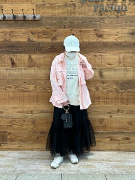 「PUAL CE CIN（ピュアルセシン）のアイテム（マウンテンパーカー）」を使った、おおちゃん♡さん（レディース・156cm）の春コーディネート