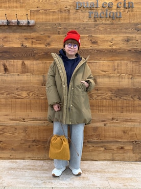 「アイテム（ダウンジャケット/コート、ベージュ系）」を使った、おおちゃん♡さん（レディース・156cm）の秋コーディネート