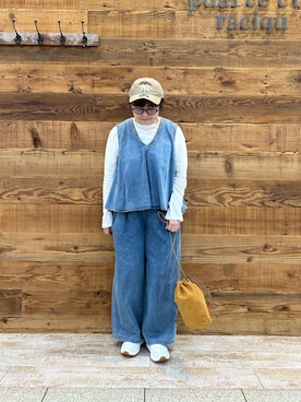 「アイテム（つなぎ/オールインワン）」を使った、おおちゃん♡さん（レディース・156cm）の秋コーディネート