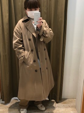 「PUAL CE CIN（ピュアルセシン）のアイテム（トレンチコート）」を使った、おおちゃん♡さん（レディース・156cm）の冬コーディネート