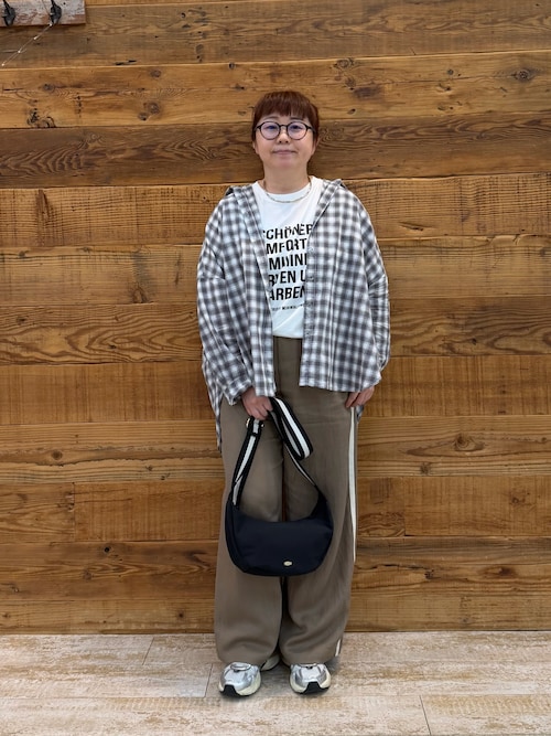 pual ce cin ブラウス シャツ 綿麻チェックオーバーシャツブラウス 