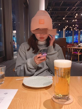 「Acne Studios（アクネストゥディオズ）のアイテム（ニットキャップ/ビーニー）」を使った、kaさん（レディース・167cm）の冬コーディネート