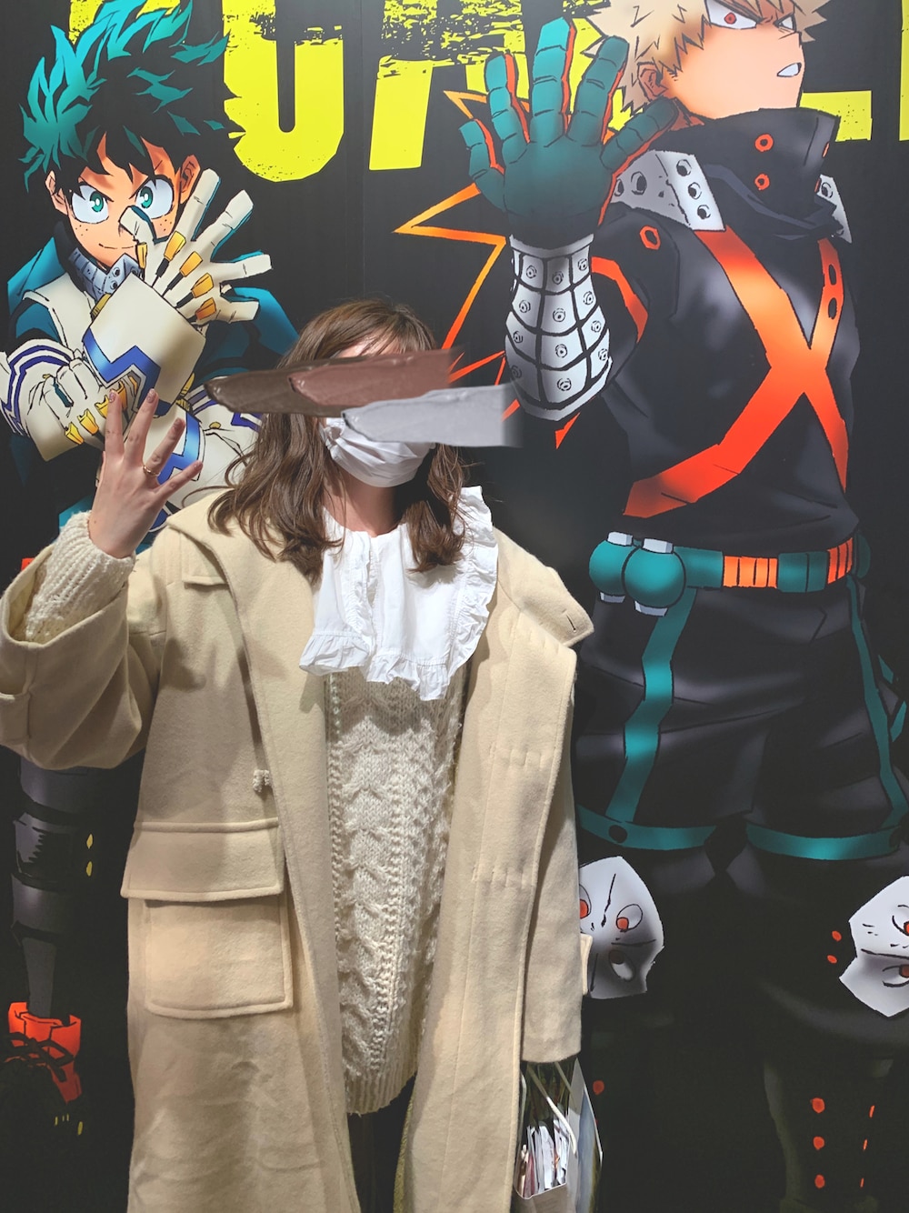 「ワントーンコーデ、ケーブルニット、フリルブラウス」｜「Little sunny biteのLittleSunnyBite/リトルサニーバイト/Duffle coat/ダッフルコート（ダッフルコート、ベージュ系）」を使った、kaさん（レディース・167cm）の冬コーディネートの1枚目の写真
