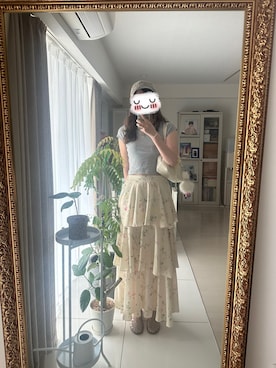 「Kittyのアイテム（スカート、ベージュ系）」を使った、kaさん（レディース・167cm）の夏コーディネート