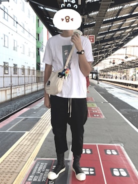 「RICK OWENS」｜「アイテム（アナログ腕時計）」を使った、ちゅんさん（メンズ・185cm）の秋コーディネート