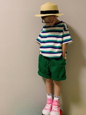 「アイテム（ラッピングキット、レッド系）」を使った、HeROさん（キッズ・110cm）の夏コーディネート