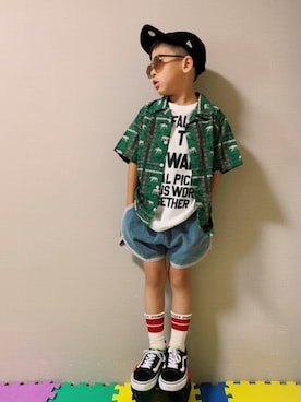 「アイテム（サングラス、ブラウン系）」を使った、HeROさん（キッズ・110cm）の夏コーディネート