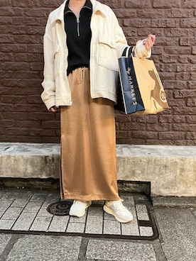 「Lee（リー）のアイテム（ブルゾン）」を使った、Rionaさん（レディース・158cm）の冬コーディネート
