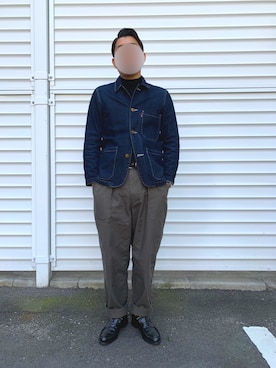 「ワークパンツ」｜「アイテム（ローファー）」を使った、つばささん（メンズ・174cm）の冬コーディネート