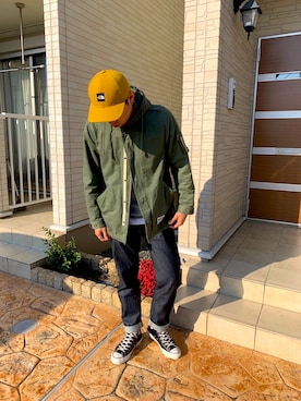 「コンバース ハイカット」｜「アイテム（キャップ）」を使った、つばささん（メンズ・174cm）の冬コーディネート