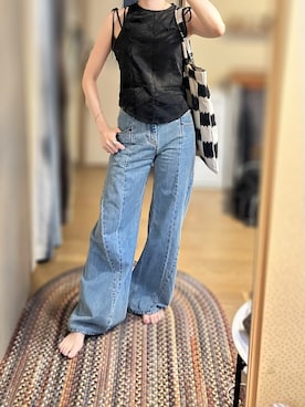 「アイテム（トートバッグ）」を使った、ゆさん（レディース・165cm）の夏コーディネート