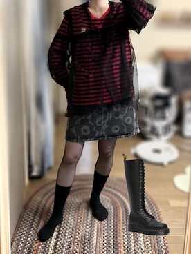 「アイテム（デニムスカート）」を使った、ゆさん（レディース・165cm）の冬コーディネート