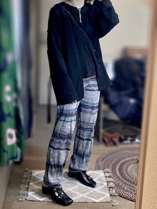 PERVERZE（パーバーズ）の「Wave Border Loose Knit Pants
