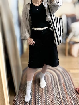 「marimekko（マリメッコ）のKedol Unikko / Placement tanktop（タンクトップ、ブラック系）」を使った、ゆさん（レディース・165cm）の夏コーディネート