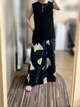 「ワイドパンツ」｜「アイテム（ブルー系）」を使った、ゆさん（レディース・165cm）の夏コーディネート