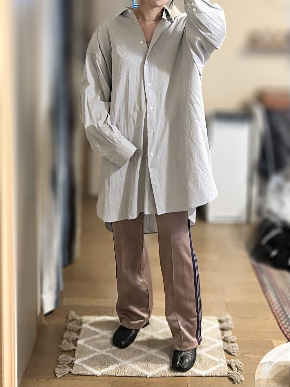 Maison Margiela シャツワンピース グレージュ 40 上品 Maison Margiela シャツワンピース グレージュ 40 上品