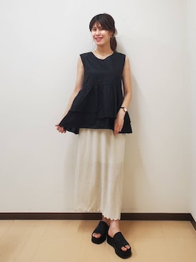 「デート/ロマンティック」｜あやかさん（レディース・163cm）の夏コーディネート