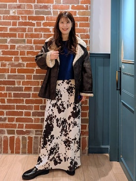 「アイテム（ムートンコート）」を使った、あやかさん（レディース・163cm）の秋コーディネート