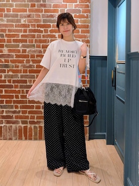 「LOWRYS FARM（ローリーズファーム）のＢＡＧハンドルコード　1009803（その他小物、ブルー系）」を使った、あやかさん（レディース・163cm）の夏コーディネート