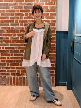 「LOWRYS FARM（ローリーズファーム）のレースデニム　601055（デニムパンツ、ブルー系）」を使った、あやかさん（レディース・163cm）の春コーディネート