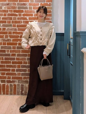 「アイテム（カーディガン/ボレロ）」を使った、あやかさん（レディース・163cm・30代）の冬コーディネート