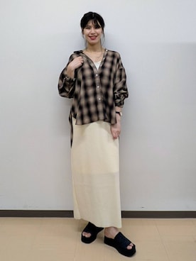 「アイテム（バレッタ/ヘアクリップ）」を使った、あやかさん（レディース・163cm）の夏コーディネート
