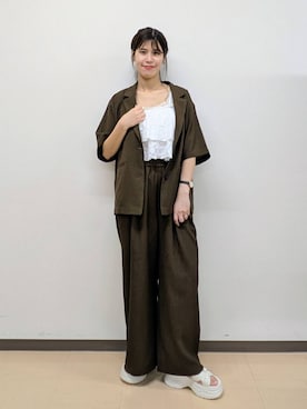 「LOWRYS FARM（ローリーズファーム）のホップサックジャケットＳＳ253196（テーラードジャケット）」を使った、あやかさん（レディース・163cm・30代）の夏コーディネート