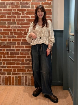 イージーバレルデニムパンツ 289799を使った人気ファッション