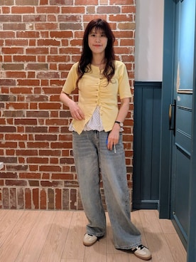 「LOWRYS FARM（ローリーズファーム）のレースデニム　601055（デニムパンツ、ブルー系）」を使った、あやかさん（レディース・163cm）の春コーディネート