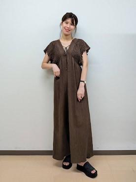 「フェミニン」｜「アイテム（オールインワン・サロペット）」を使った、あやかさん（レディース・163cm）の夏コーディネート