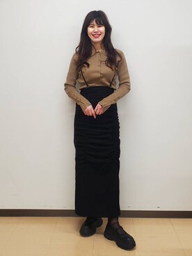 「アイテム（カーディガン/ボレロ、ブラウン系）」を使った、あやかさん（レディース・163cm）の冬コーディネート