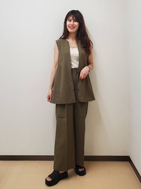 「骨格ウェーブ」｜「アイテム（ベスト）」を使った、あやかさん（レディース・163cm）の夏コーディネート