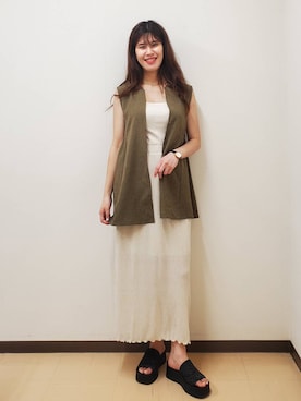 「骨格ウェーブ」｜「アイテム（ベスト）」を使った、あやかさん（レディース・163cm）の夏コーディネート
