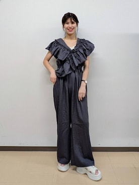 「フェミニン」｜「アイテム（オールインワン・サロペット）」を使った、あやかさん（レディース・163cm）の夏コーディネート