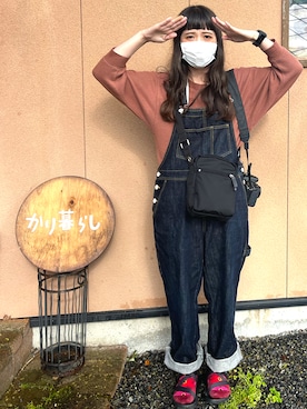 「PAR ICI」｜「アイテム（オールインワン・サロペット）」を使った、ひらこさん（レディース・153cm）の春コーディネート