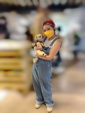 「STYLENANDA（スタイルナンダ）のアイテム（サロペット/オーバーオール）」を使った、ツインテール♥︎さん（レディース・150cm）の夏コーディネート