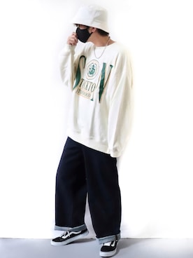 「re_k by JUNRED（レクバイジュンレッド）のアイテム（スウェット）」を使った、Ryoooさん（メンズ・178cm）の冬コーディネート