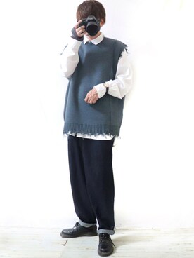 「Dr. Martens（ドクターマーチン）のDr.Martens / ドクターマーチン 1461 3EYE GIBSON SHOE 3ホール ギブソン シューズ ブーツ（ブーツ）」を使った、Ryoooさん（メンズ・178cm）の秋コーディネート