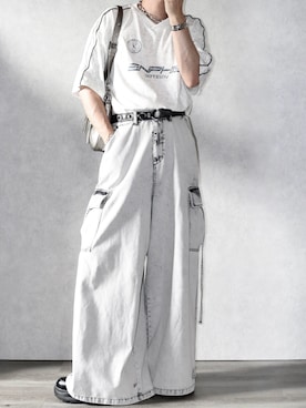 「アイテム（カーゴパンツ）」を使った、Ryoooさん（メンズ・178cm）の夏コーディネート