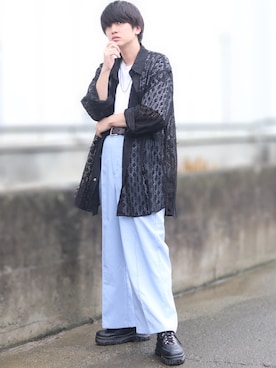 「ストレートパンツ」｜「アイテム（その他）」を使った、Ryoooさん（メンズ・178cm）の夏コーディネート