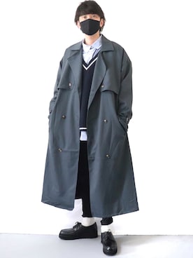 「EMMA  CLOTHES」｜「アイテム（トレンチコート）」を使った、Ryoooさん（メンズ・178cm）の春コーディネート