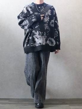 CLEL（クレイル）の「【CLEL】Loose Floral Jacquard Shaggy Knit ...