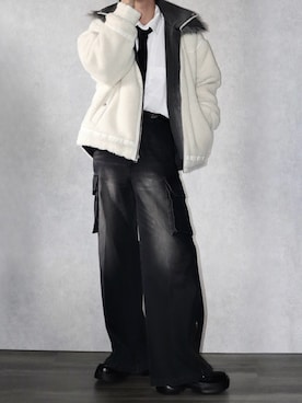 「アイテム（カーゴパンツ）」を使った、Ryoooさん（メンズ・178cm）の秋コーディネート